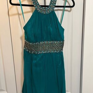Cache Teal Kids Dress with Beaded Neckline